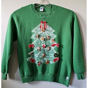 Vintage Ugly Christmas Sweater Women's Size XL Russ Teddy Broach Russell USA